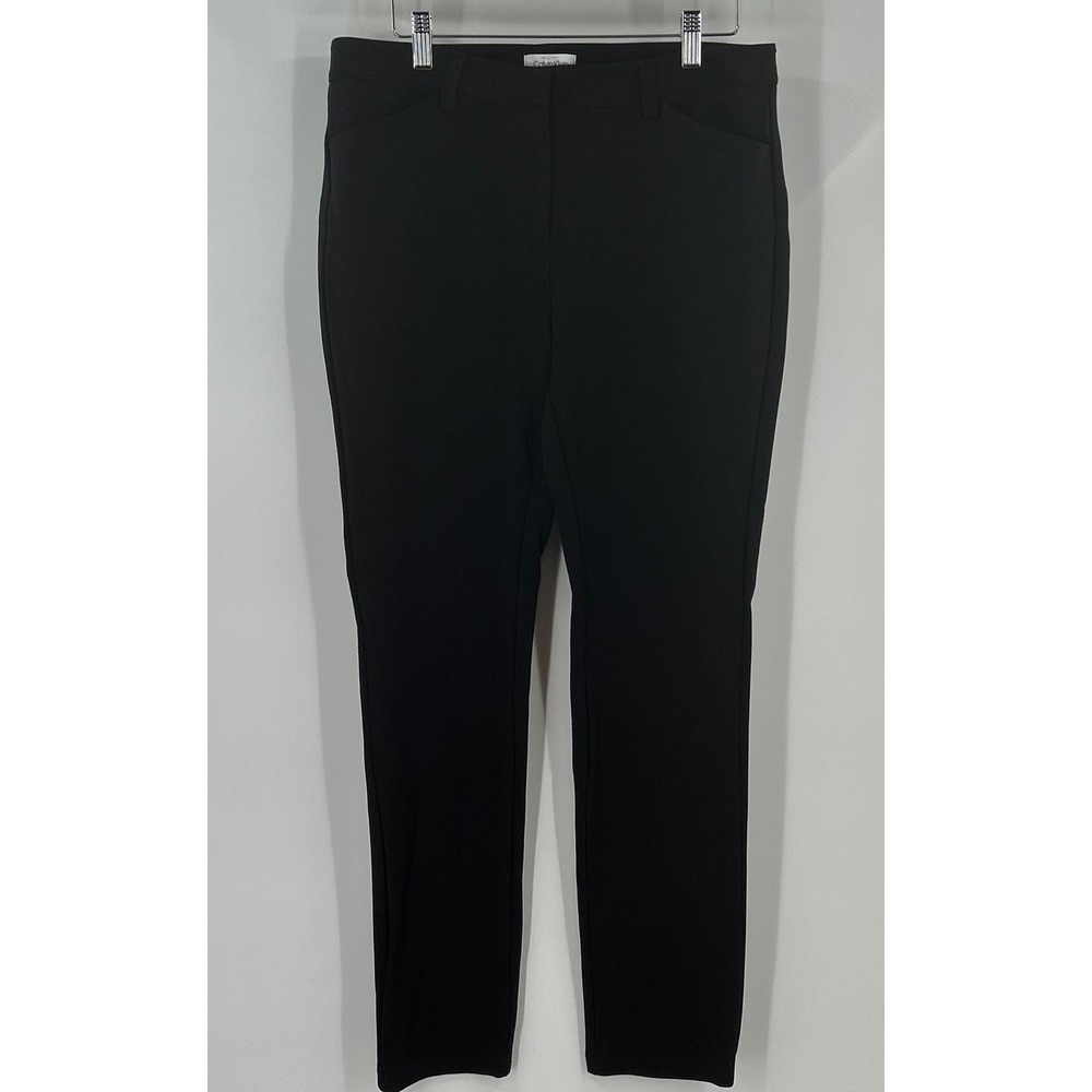 Calvin‎ Klein Black Ponte Knit Slim Leg Trousers Pants Size 10 CSHJ0060X